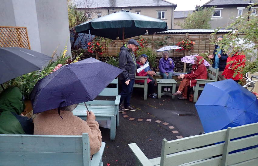 Garden service in rain